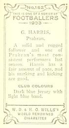 1933 Wills's Victorian Footballers (Small) #162 George Harris Back